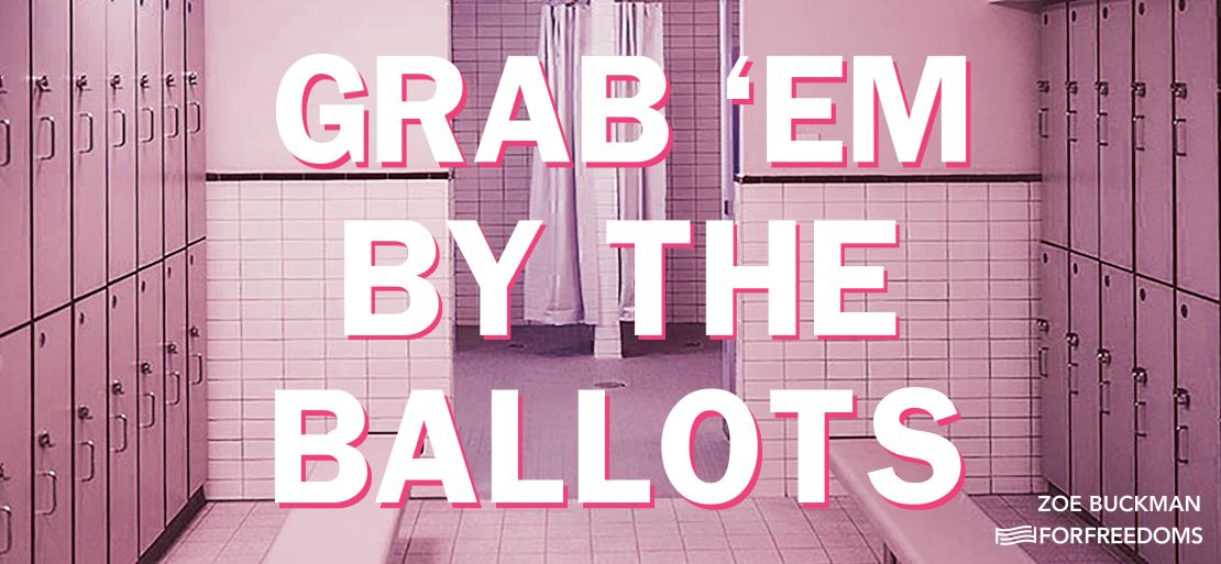 Zoë Buckman's creation inverts Donald Trump's infamous "grab them by the pussy" remark.