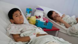 Two young boys recover in the children's ward of Emergency's Surgical Center in Kabul. Around 30% of all patients the Italian NGO Emergency treats at the specialized hospital are children. 