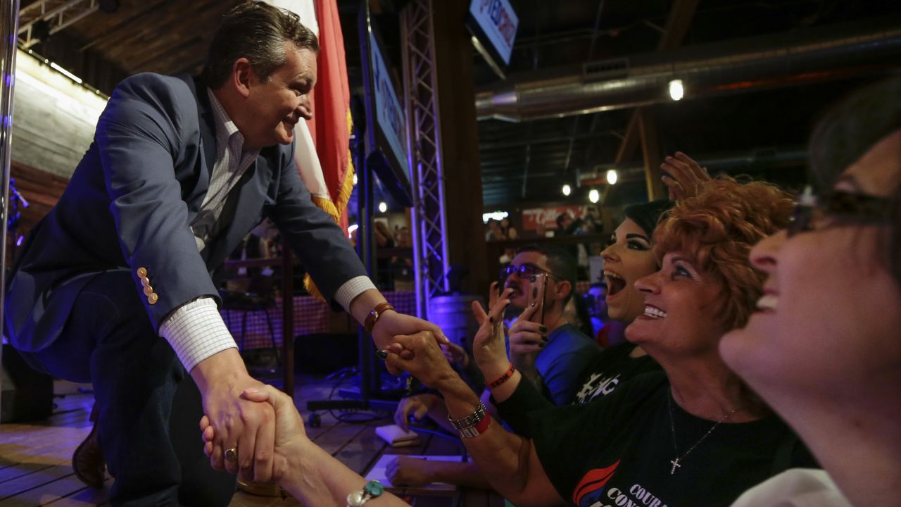 STAFFORD, TX - APRIL 2:  Sen. Ted Cruz (R-TX) shakes hands with supporters during a rally to launch his re-election campaign at the Redneck Country Club on April 2, 2018 in Stafford, Texas. Cruz is defending his bid for a second term as Texas' junior senator against Democratic U.S. Rep. Beto O'Rourke. (Photo by Erich Schlegel/Getty Images)