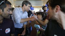 HORSESHOE BAY, TX - AUGUST 16: U.S. Rep Beto O'Rourke (D-TX) of El Paso greets supporters after a town hall meeting at the Quail Point Lodge on August 16, 2018 in Horseshoe Bay, Texas. ORourke will be challenging incumbent Sen. Ted Cruz (R-TX) for the senate seat in the November elections. (Photo by Chris Covatta/Getty Images)