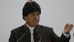 Bolivia's President Evo Morales gives a press conference after the First Plenary Session of the VII Americas Summit in Panama City on April 11, 2015.  AFP PHOTO / JOHAN ORDONEZ        (Photo credit should read JOHAN ORDONEZ/AFP/Getty Images)