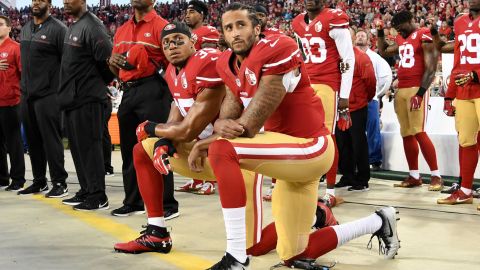 Colin Kaepernick kneels in protest during the National Anthem in 2016.