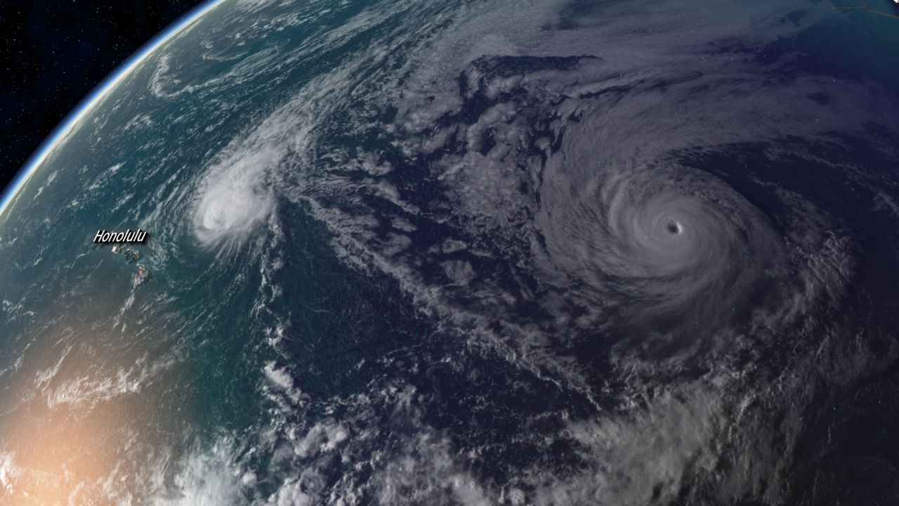 Hurricane Olivia is seen Friday via satellite in the Pacific moving toward Hawaii.