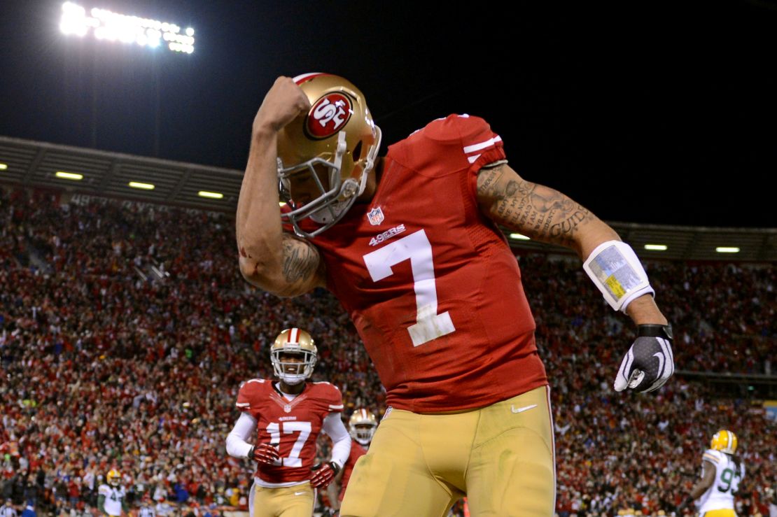 'Kaepernicking' refers to the act of the quarterback kissing the tattoos on his bicep to celebrate a touchdown