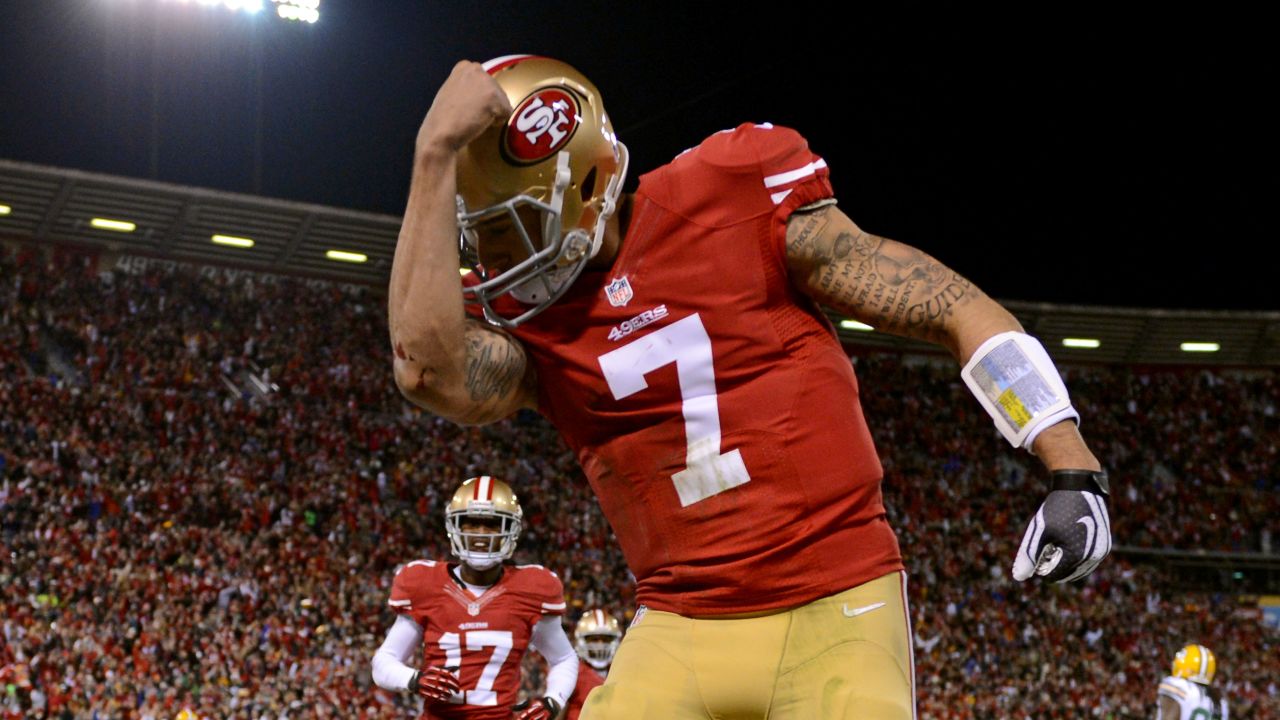 'Kaepernicking' refers to the act of the quarterback kissing the tattoos on his bicep to celebrate a touchdown