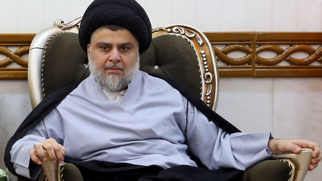 Iraqi Shia cleric Muqtada al-Sadr attends a meeting in June.