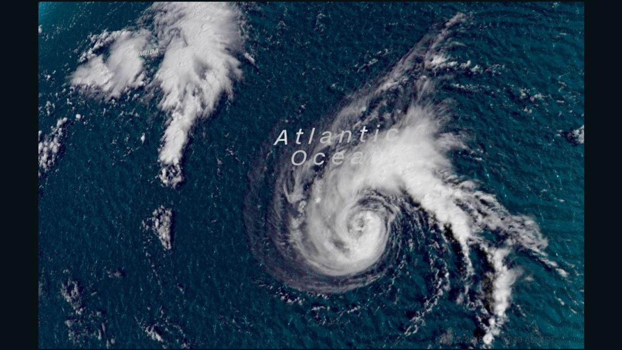 Tropical Storm Florence appears in a satellite image from Saturday morning.