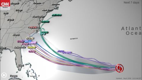 Forecast models for Florence's possible path, as of 11:15 a.m. ET Saturday