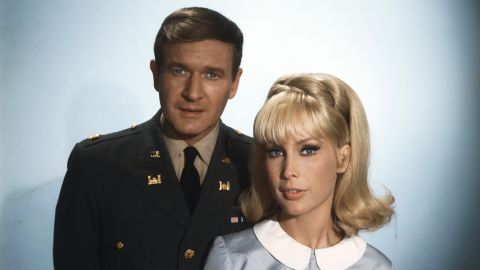 Bill Daily and Barbara Eden, stars from the television series I Dream of Jeannie, which aired from 1965-1970. 