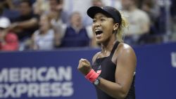 Naomi Osaka, of Japan, reacts after breaking the serve of Serena Williams during the women's final of the U.S. Open tennis tournament, Saturday, September 8, 2018, in New York.
