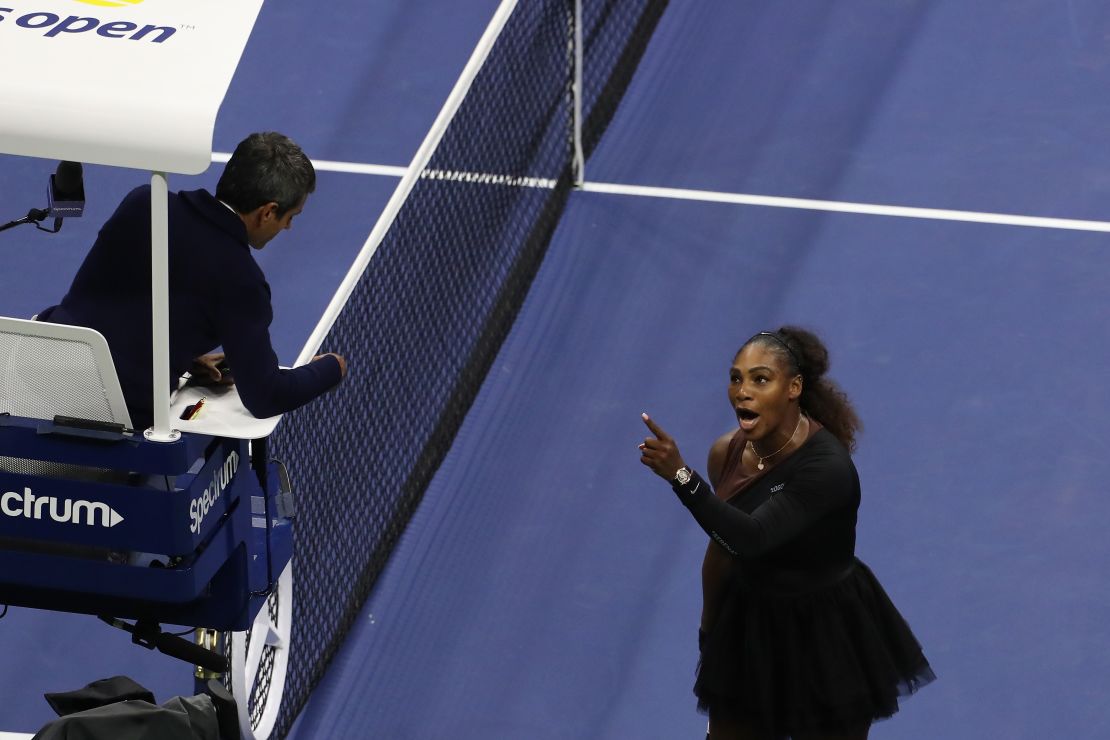 Serena Williams and umpire Carlos Ramos clash during the final. 