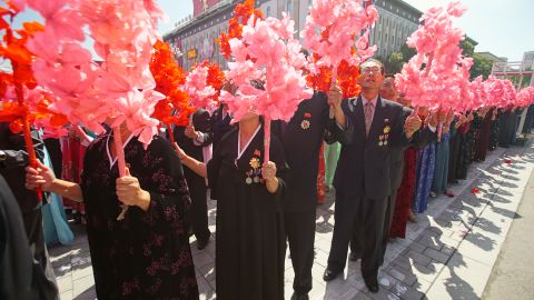 North Koreans celebrate the country's 70th anniversary.