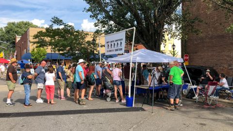 Bigfoot believers and non-believers waited in line to examine evidence presented by the area's researchers.