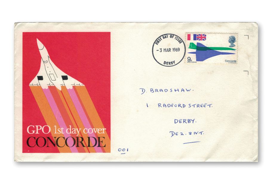 Royal Mail postcard celebrating Concorde's maiden flight from 1969.