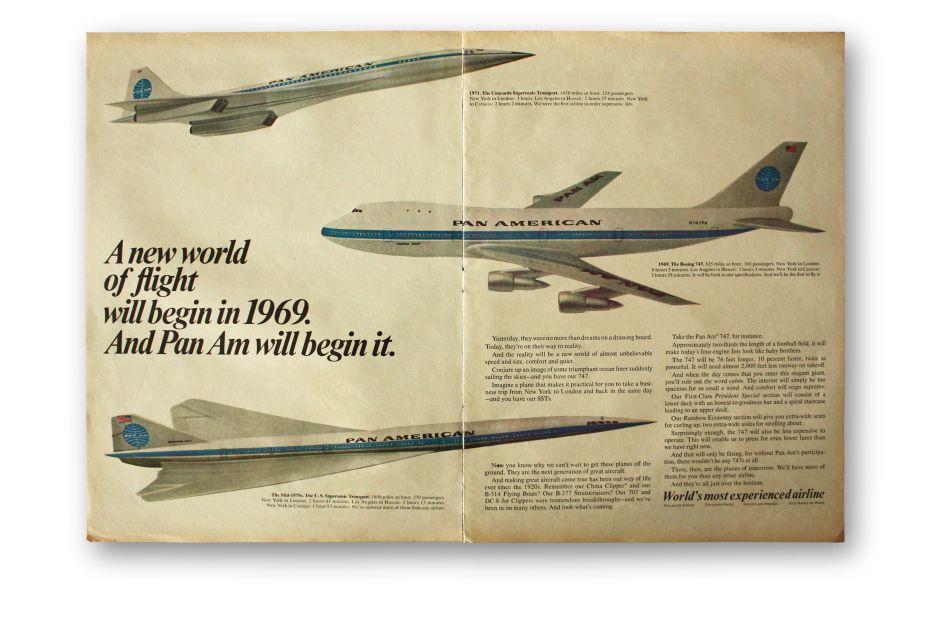 An early Pan Am ad from 1969 featuring Concorde.