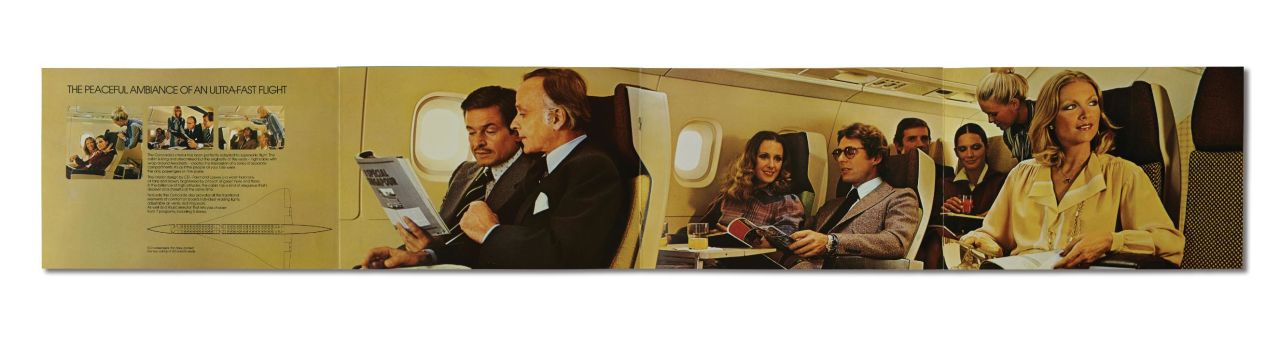 A page from a brochure offered to passengers of the first Concorde commercial flight, January 1976.