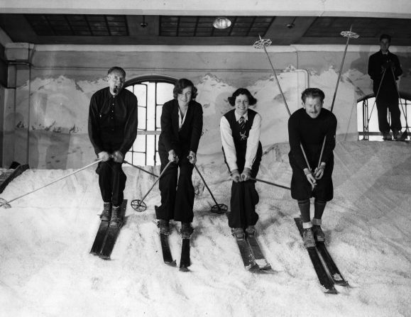In the 1930s indoor snow became all the rage, with small complexes springing up in France and England. Lillywhites, a London department store which sold ski wear, got in on the act by turning an old dance hall into an indoor ski slope in 1935. Not to be outdone, <a href="index.php?page=&url=https%3A%2F%2Fwww.facebook.com%2Fsaks%2Fphotos%2Fsaks-constructs-an-indoor-ski-slope-where-instructors-offer-lessons-to-customers%2F10151428892620004%2F" target="_blank" target="_blank">Saks Fifth Avenue</a> did something similar in New York in the same year -- even offering customers ski lessons.