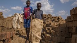 Children carry bricks to an oven near Nyamlel, South Sudan on March 22, 2018.
Child labour has been on the rise in South Sudan, a country where 60 percent of the population is under 18 and Unicef says that over 70 percent of children dont attend school. In Nyamlel, up to 30 children work in the brickmaking business and they make between 50-100 South Sudanese Pounds (1USD = 240 SSP on the black market). A brick factory owner said that he hires children because they are cheaper and he additionally thinks he is helping families survive. 