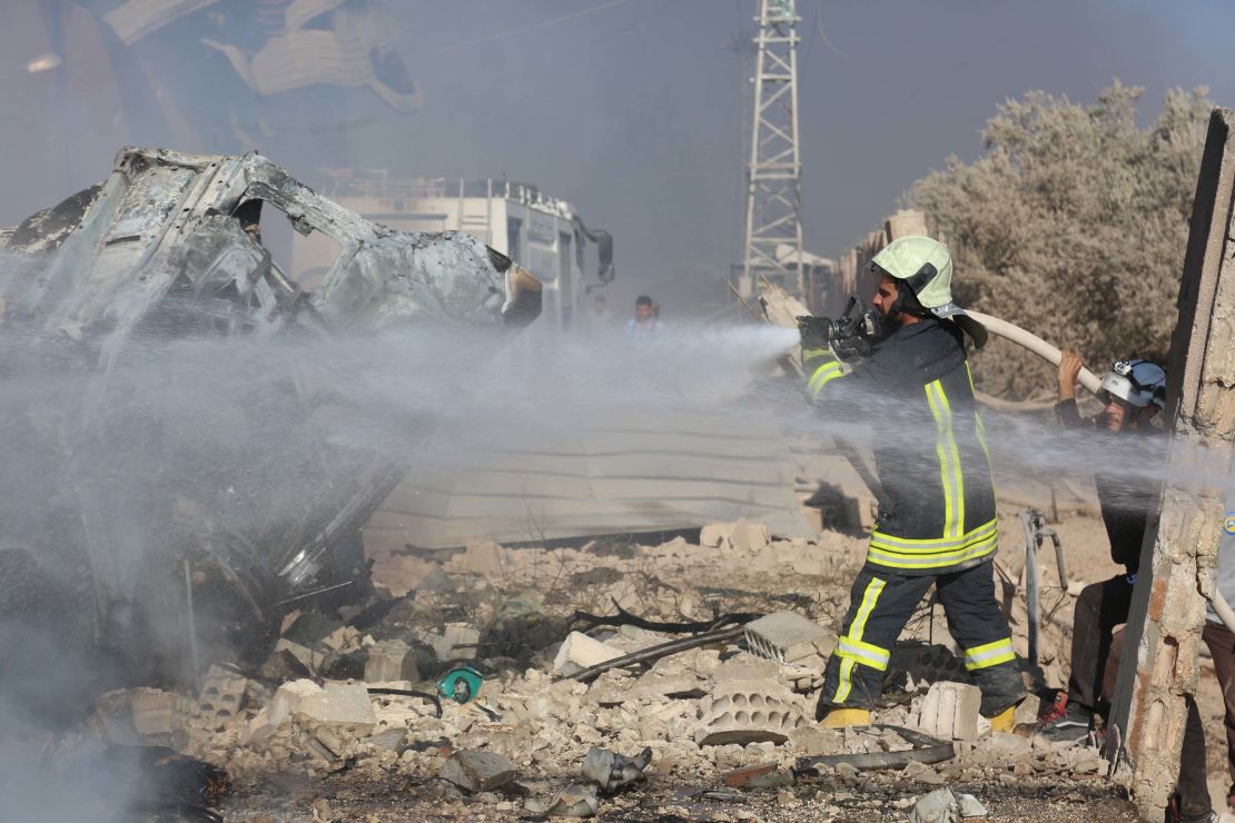 The aftermath of airstrikes on Friday in Khan Sheikhoun.