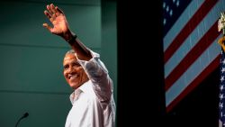 ANAHEIM, CA - SEPTEMBER 08: Former U.S. President Barack Obama waves to the crowd during a Democratic Congressional Campaign Committee rally at the Anaheim Convention Center on September 8, 2018 in Anaheim, California. This is Obama's first campaign rally for the 2018 midterm elections. (Photo by Barbara Davidson/Getty Images)