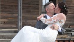 Brittany and Ryan Coleman kiss on their wedding day in February.