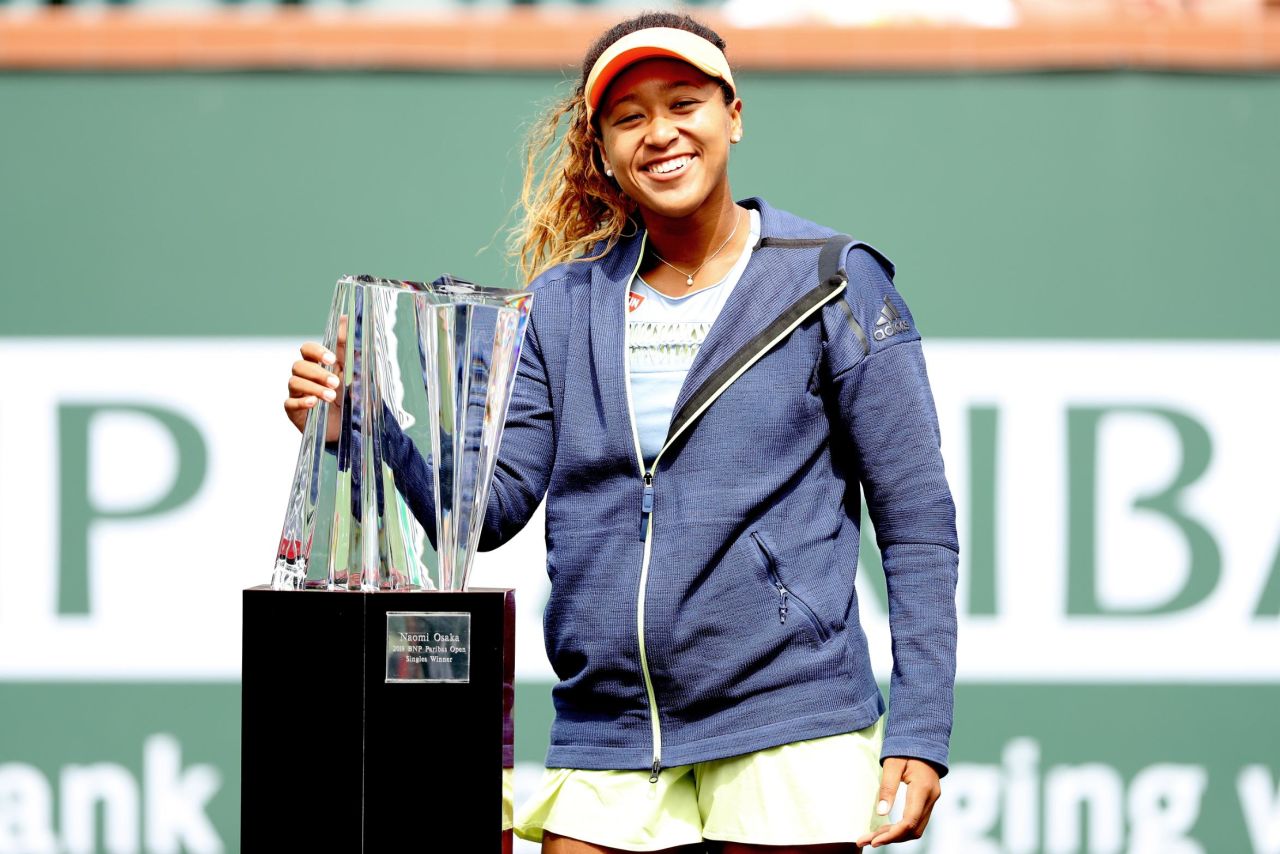 - After achieving her best grand slam finish at the 2018 Australian Open (fourth round), Osaka won her first WTA title at the <strong>2018 BNP Paribas Open</strong>, Indian Wells. She cemented herself as a future star with wins against former world No.1's Maria Sharapova and Simona Halep on her way to victory. 