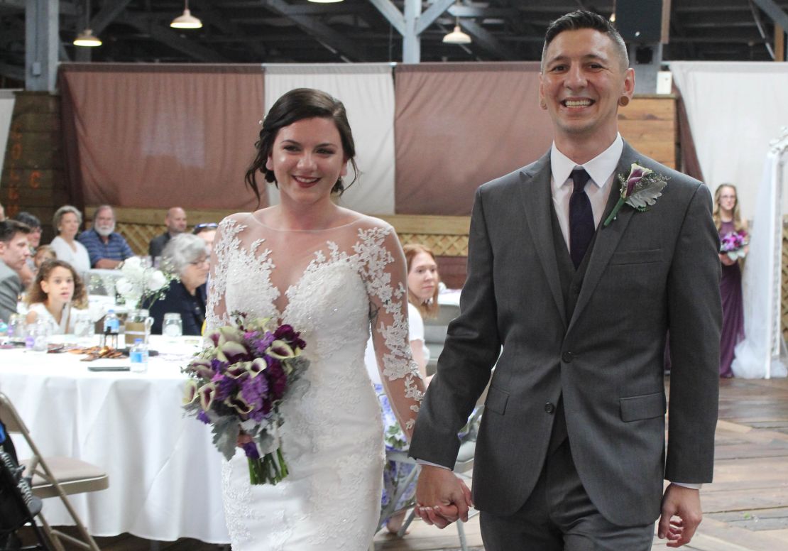 Brittany and Ryan Coleman on their wedding day in February.