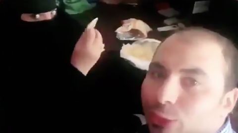 Saudi authorities have arrested an Arab man who appeared in an "offensive video" having breakfast with a female colleague at work.