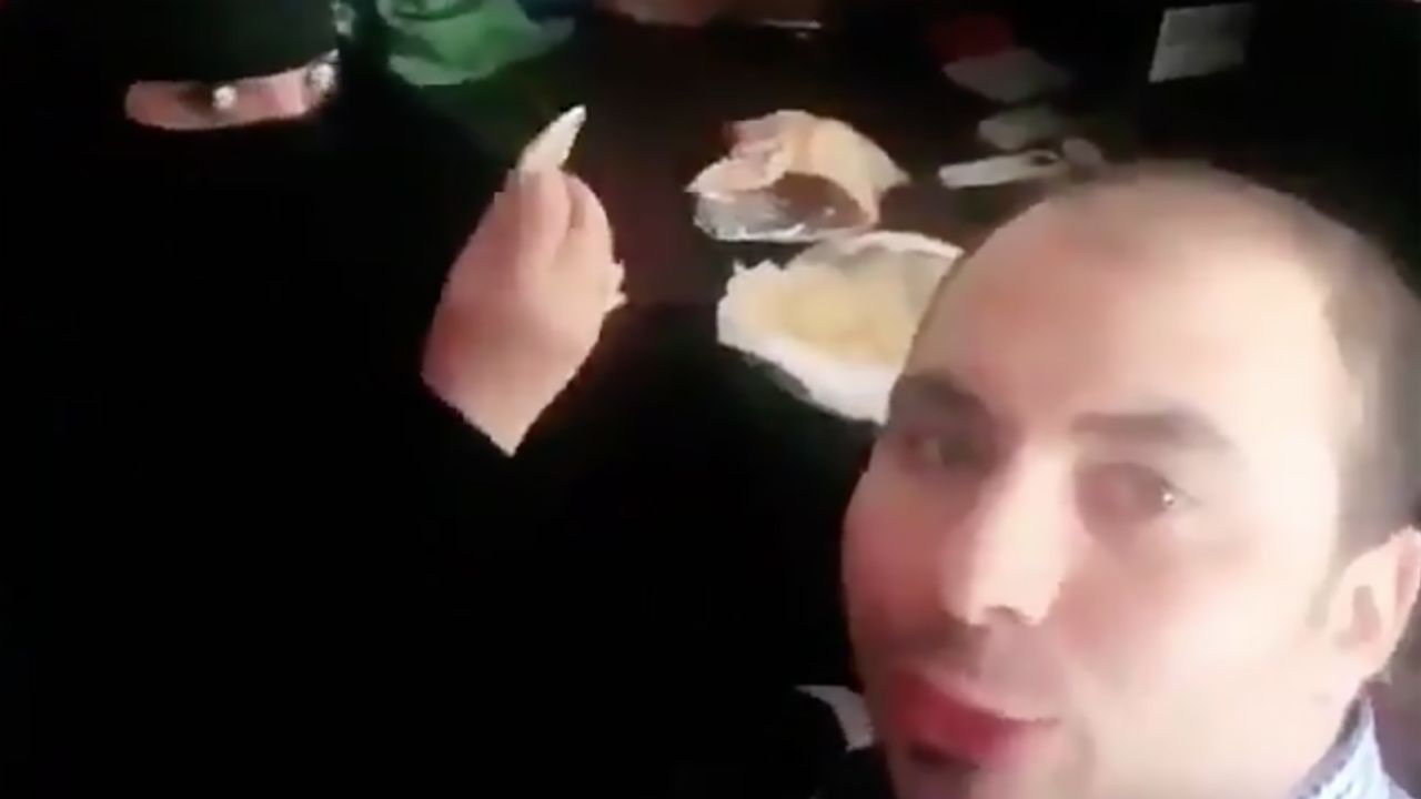 Saudi authorities have arrested an Arab man who appeared in an "offensive video" having breakfast with a female colleague at work.
