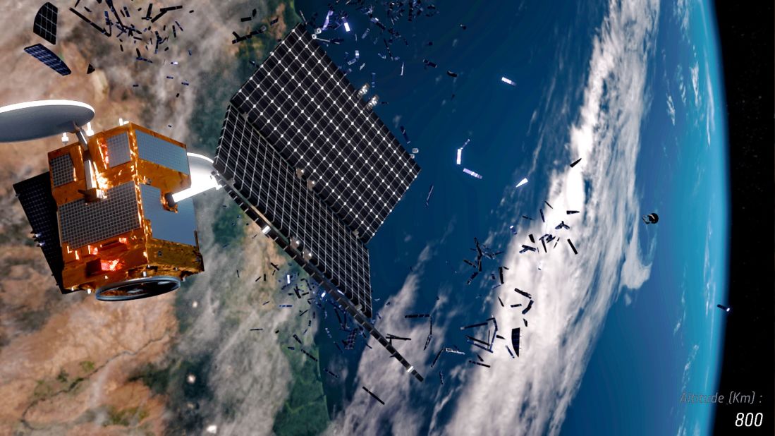 The European Space Agency has created this digital animation to illustrate the incredible amount of waste currently orbiting the planet, which poses great risks to spacecraft like the International Space Station.