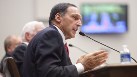 Richard  Fuld, former chairman and chief executive officer of Lehman Brothers, speaks during a hearing in 2010.