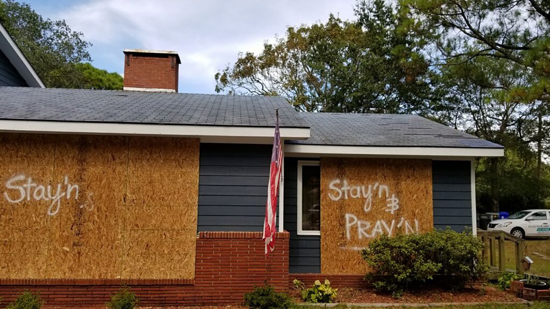The residents of this home in Southport, North Carolina, indicate they are going to ride out the storm.