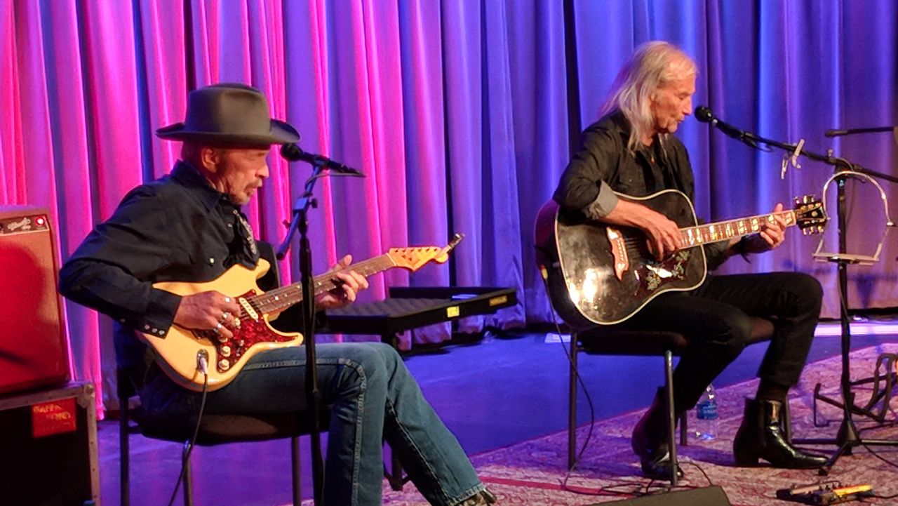 Dave Alvin (left) and Jimmie Dale Gilmore (right) performing at the GRAMMY Museum L.A. Live