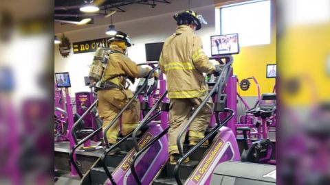 Georgia firefighters took over a local gym to climb stairs in honor of 9/11. 