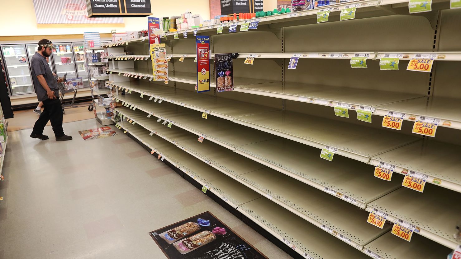 Empty shelves at a Myrtle Beach, South Carolina, grocery store this week. As Hurricane Florence nears, local food banks are scrambling to meet demand.