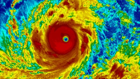 A satellite shot of Super Typhoon Mangkhut, currently barreling down on the Philippines and Hong Kong.