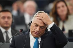 Viktor Orban during a debate concerning Hungary's situation at the European Parliament in Strasbourg