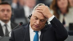 Hungary's Prime Minister Viktor Orban gestures during a debate concerning Hungary's situation as part of a plenary session at the European Parliament in Strasbourg, eastern France on September 11, 2018. (Photo by FREDERICK FLORIN / AFP)        (Photo credit should read FREDERICK FLORIN/AFP/Getty Images)