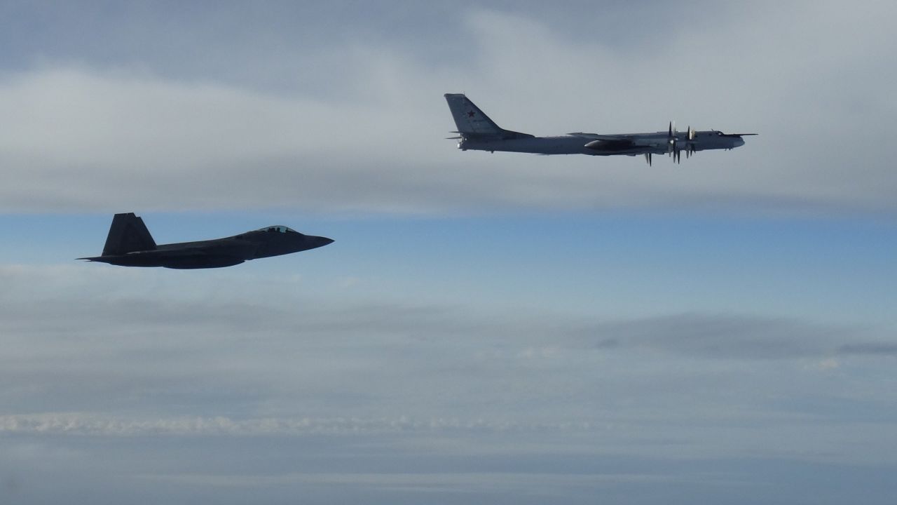 Two NORAD F-22 "Raptor" fighter jets positively identified and intercepted two Russian Tu-95 "Bear" bombers at approximately 10 p.m. EDT Tuesday, September 11. The Russian bombers intercepted west of mainland Alaska were accompanied by two Russian Su-35 "Flanker" figher jets.