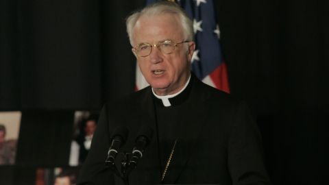 Bishop Michael Bransfield addresses a 2010 memorial service for coal miners. 