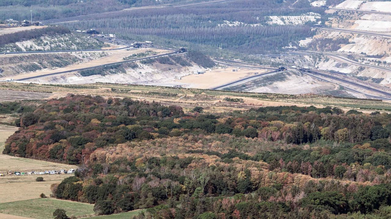The Hambach open-cast mine and the remainder of the ancient Hambach Forest are pictured in September.