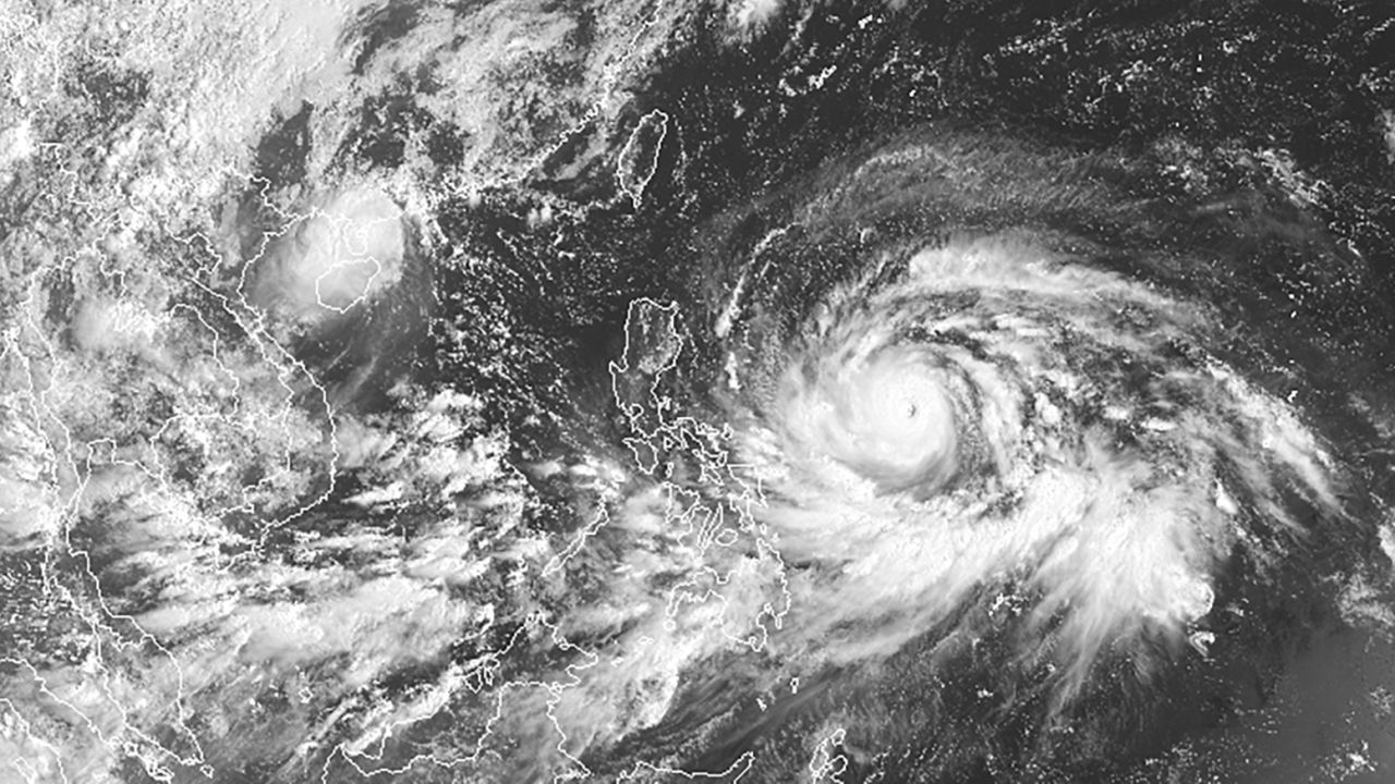 A satellite view of Super Typhoon Mangkhut as it approaches the Philippines on September 13, 2018.