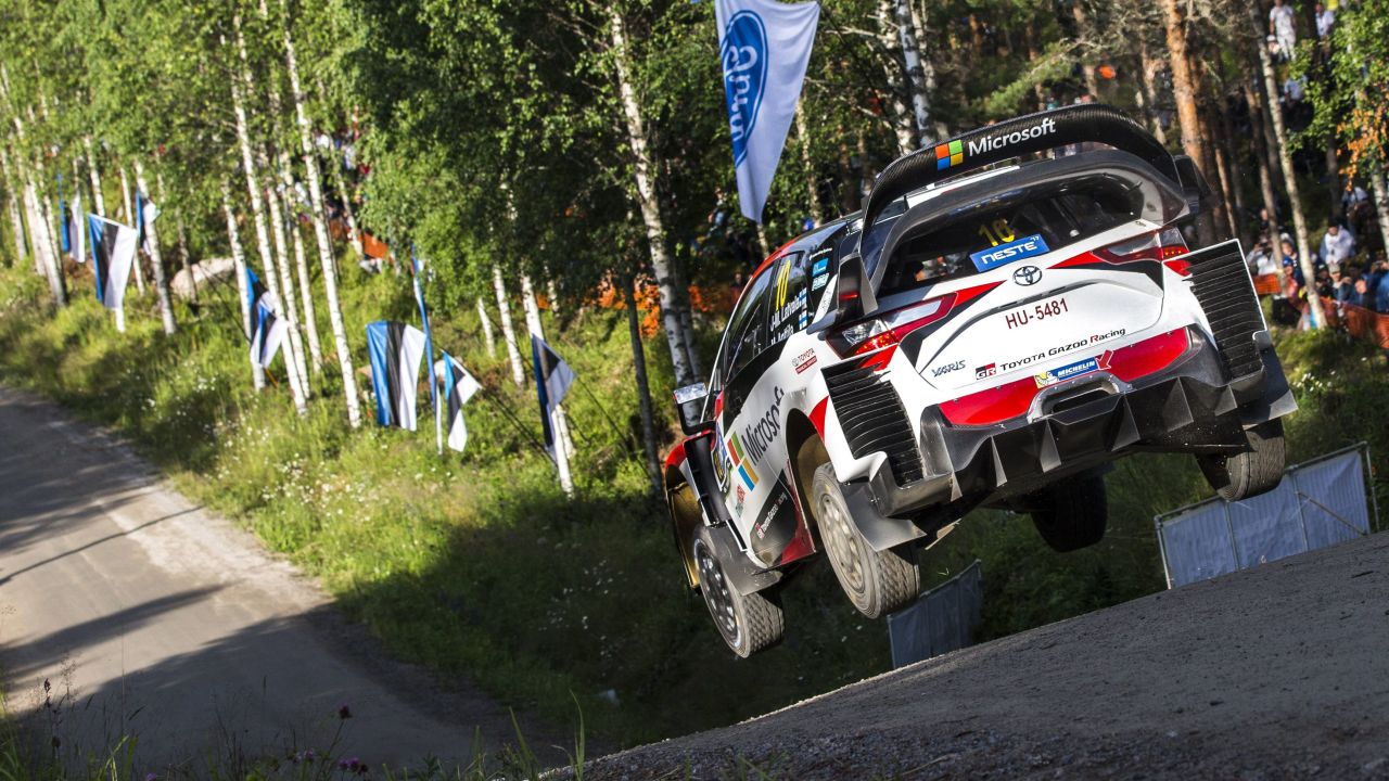 Driver Jari-Matti Latvala of Finland and his co-driver Miikka Anttila steer their TOYOTA Yaris WRC during the Neste Rally