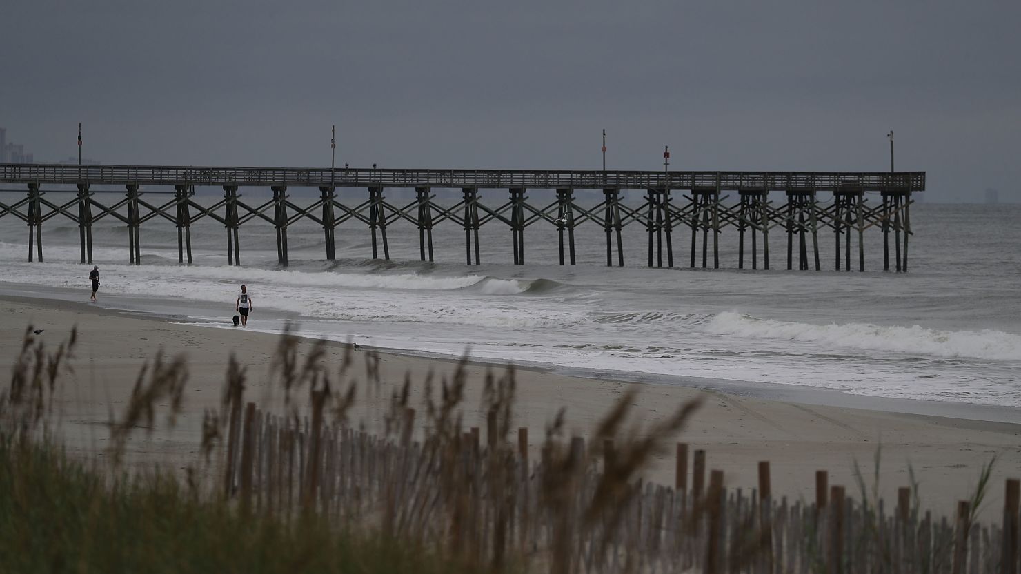 People in Myrtle Beach, South Carolina await the arrival of Hurricane Florence on September 13, 2018.