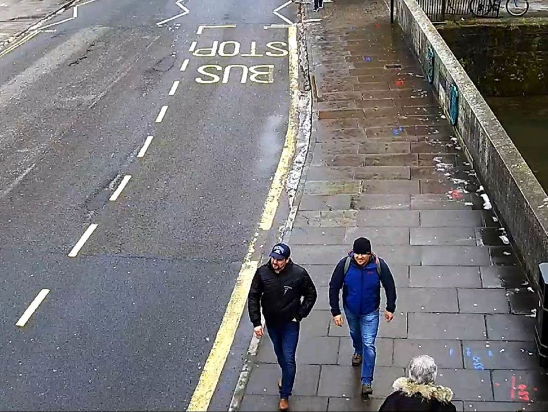 A CCTV screengrab shows Alexander Petrov and Ruslan Boshirov in Salisbury, according to London's Metropolitan Police.