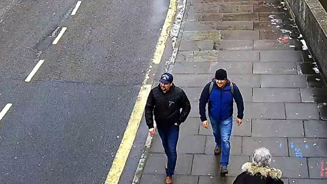 A CCTV screengrab shows Alexander Petrov and Ruslan Boshirov in Salisbury, according to London's Metropolitan Police.