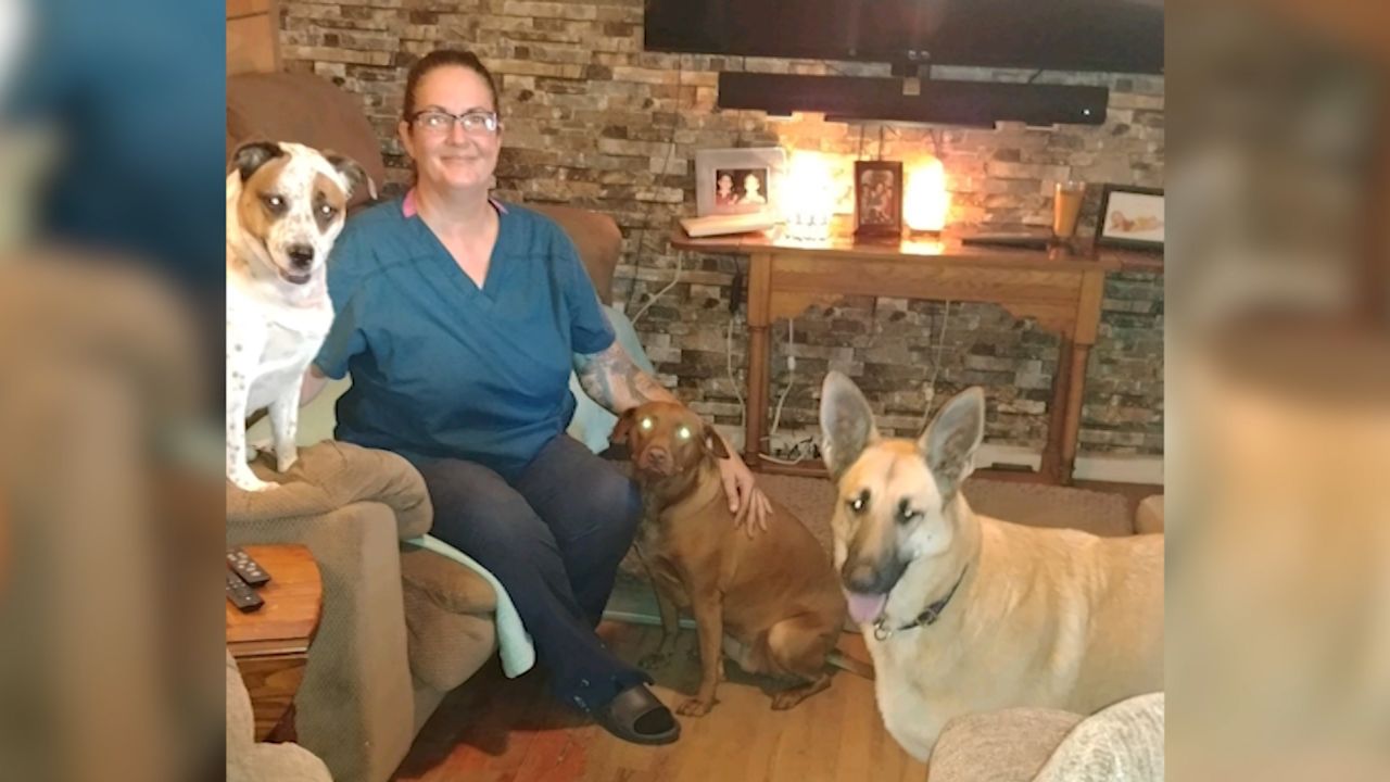 Christine Meinhold with her dogs 