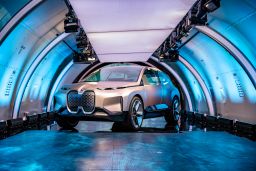 The BMW Vision iNext's grill hides sensors for autonomous driving.