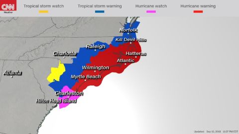 Hurricane Florence Warnings and Watches 0913 11p
