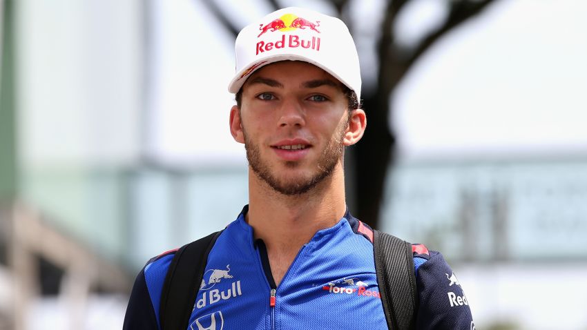 SINGAPORE - SEPTEMBER 14:  Pierre Gasly of France and Scuderia Toro Rosso walks in the Paddock before practice for the Formula One Grand Prix of Singapore at Marina Bay Street Circuit on September 14, 2018 in Singapore.  (Photo by Charles Coates/Getty Images)